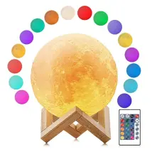 Lámpara De Luna Led Control Remoto Lámpara De Luna 3d 16 Colores Cambiando Marco De Madera Lámpara De Luna Portátil Recargable Usb Decoración De 