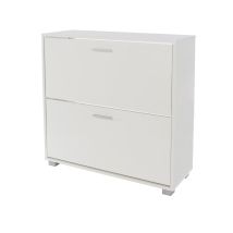 Netfurniture - Shoe Cabinet White Gloss Hallway Living Home Furniture Storage Organiser Unit