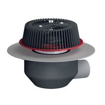 Desagüe De Tejado De Seguridad Dn75 Horizontal Con Collarín De Pvc Calefactado Regulable En Altura