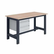 Werkbank Für Werkstätten Mit 2 Schubladen - Abm 2000x750x840mm - Hellgrau Ral7035 - W010010674-gc