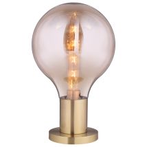 Tischlampe Laugo Bernstein – 40 x 108 cm – Höhe 65 cm – Glas – Smoky – Runde schwarze Metallstruktur – Inklusive Hochleistungs-LED-Lampe