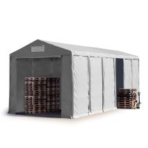 Toolport Carpa Almacén 6x12 M Carpa Industrial 4m De Altura Lateral Pvc 850 N Gris 100% Impermeable Puerta Con Cremallera