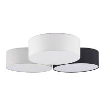 Lindby Janita LED Deckenlampe – Dimmbar – Stoff, Kunststoff, Eisen – Grau, Schwarz, Weiß – 14 cm Höhe, 64,5 cm Durchmesser – 3200 lm