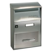 Alubox Briefkasten Edelstahl AISI 304 – Schiebedach – Zylinderschloss – 22 x 11 x 32,5 cm – Außenbereich