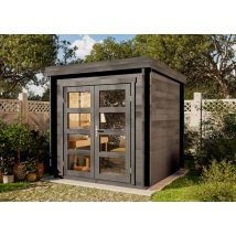 Kit Tout-en-un Abri De Jardin Paloma Gris Imprégné, 28 Mm Épaisseur Paroi 230 X Cm