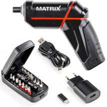 Matrix Akkuschrauber 4 Volt Inkl. Li-ion 2,0 Ah Akku, Ladegerät + Bitset 14 Tlg.