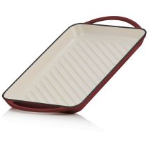 Plato Parrilla 39,5 X 22 X 3,5 Cm Cerezo Oscuro Esmaltado Con Dos Asas, Estriado - Mahlzeit