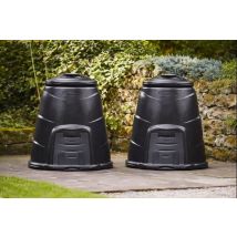 330l Black Garden Compost Bins Outdoor With Front Hatch - 2 Pack