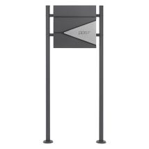 Ecd-germany Boîte Aux Lettres Sur Pieds, 37x37x11 Cm, Anthracite/argent, En Acier, Boîte Postale Avec Compartiment À Journaux/courrier, Support De 