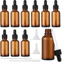 10 X 30 Ml Dropper Bottles, Brown Glass Bottles With Dropper And Funnel For Essential Oils, Fragrance Oils, Aromatherapy, Massage, Hair Care