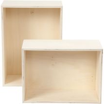 Creotime - Scatole Portaoggetti, Rettangolari, H: 27+31 Cm, W: 19,5+22,5 Cm, Compensato, 2 Pezzi, Profondità 12,5 Cm