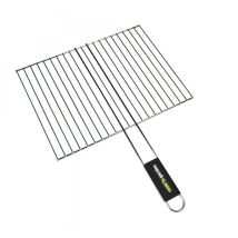 Rejilla de barbacoa de acero cromado – 40 x 30 cm – Asa soft touch – Compatible con muchas marcas