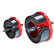 18 Pcs Hole Saw Kit Hychika Spring Steel Hole Cutter Kit, With 12pcs 26mm-95mm Saw Blades, 2 Installation Plate, 1 Allen Wrench, 2 Drill Bits