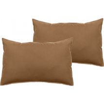 Lot De 2 Taies Dâ€ oreiller Palace Pur Coton Teint Lavé 63 Fils/cm² Vent Du Sud - Palace Cognac - Lot De 2 Taies D'Oreiller 50 X 70 Cm