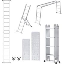 Froadp Scala Multifunzione 6 In 1 – 4,7 M – In Alluminio – Con 2 Ruote E Piattaforma – Carico Massimo: 150 Kg