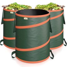 Gardebruk - 3x Pop-up Garden Waste Bags 165 Litre Volume 30 Kg Load Capacity Stable Robust Durable Washable Gardening Pop Up Lawn Grass Cuttings Leaf 