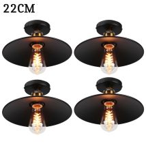 Axhup - 22cm Plafonnier Vintage Rétro E27 Lustre Suspension Luminaire Pour Chambre Escalier Salon Noir 4pcs