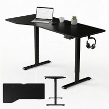 Juskys Bureau Réglable En Hauteur 160x75cm - Électrique, Réglage Sans Étape, Bureau De Bureau, Bureau Assis/debout, Fonction Mémoire - Noir