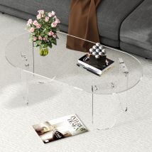 UNHO – Clear Acrylic Coffee Table – Oval Shape – Transparent – 10mm Thickness – 7.45kg Weight – 20kg Load-bearing