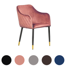 Chaise De Salle À Manger En Velours Rose – Dossier Rembourré Ergonomique – Pieds En Métal Avec Embouts Dorés – Hauteur 81 Cm – Pn Home