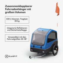 Geräumiger Fahrradanhänger Für 2 Haustiere Mit 334 L Volumen - Robuste Stahlrahmenkonstruktion, Reflektoren Rundum - Idealer Hundeanhänger & 