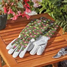Briers Cherry Gauntlet Long Sleeve Leather Gardening Utility Gloves Medium 8