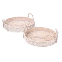 Rattan Tablett Algarve rund Ø38cm – Rattan – Weiß