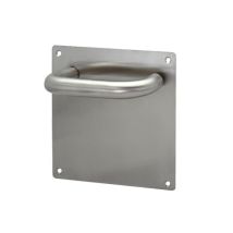 Poignée avec plaque carrée en acier inoxydable – Quincaillerie – Forme, Matières, Entraxe, Finition métal, Percement, Type poignée porte, Sens de 