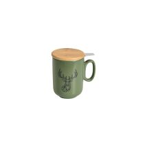 Tisanière Kaki Cerf Origami Tisanière Céramique 45cl Avec Filtre, Design Cerf Origami - Table Et Cook