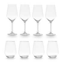 Vivalto Gläser- und Weinglas-Set 8 Teile 4 Weingläser 620 ml, 4 Gläser 480 ml lebensmittelecht elegantes Design