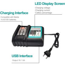 Power Source Kit Für Makita 18volt Mit 1x Bl1860b Akku 18v 6,0ah + Dc18rc Ladegerät 3a Ersatz Für Makita Bl1860 Bl1850b Bl1850 Bl1830b Bl1815 Bl1815n 