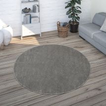 Paco Home - Teppich Wohnzimmer Einfarbig Schlicht Und Modern Kurzflor, Versch. Größen Farben Anthrazit, 120 Cm Rund