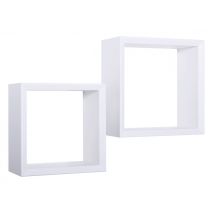 Set Di 2 Mensole Da Muro, Cubi Arredo, Mensole Cubo, Cubi Da Parete, Cubi Portaoggetti, Bianco 35x35 P15,5 Cm, E 30x30 P15,5 Cm - Ginevra