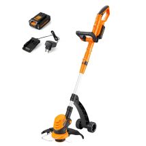 Decespugliatore Tagliabordi A Batteria 24v 2,0ah, Stelo In Alluminio Regolabile, Rasaerba Elettrico Da Giardino, Diametro Taglio 25 Cm E Filo Da 1.65 