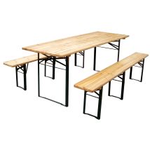Set Birreria Due Panche + Tavolo In Legno Di Abete