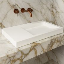 Ambra - Lavabo De Pared Negro De 80 Cm En Solid Surface - Passoa Ii D