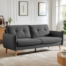 Sicaan - Sofá Escandinavo De 3 Plazas Chloé Tejido Gris Oscuro