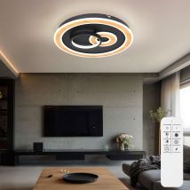 Globo - Plafoniera Nera Da Soggiorno Plafoniera Moderna Dimmerabile, Led Smartlight Telecomando Cct Aspetto Legno, Led 50w 2200lm 2700-6500k, Dxh 50x7