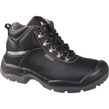 Delta Plus S3 Sicherheitsstiefel Schwarz Größe 42 – Gefärbtes Leder, wasserabweisend, Polyamid-Futter, austauschbare Einlegesohle