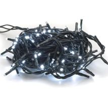 Luci Di Natale Catena Luminosa 100 Led Bianco Freddo 5 + 5 Mt 31v Per Esterno