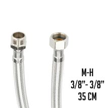 Latiguillo de conexión macho 3/8" a hembra 3/8" – 35 cm – Caucho EPDM – Acero inoxidable AISI 304 – Latón niquelado