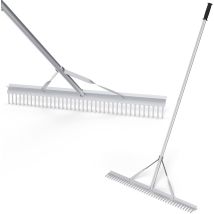 Rechen, Gartenrechen Aus Aluminium Mit 91 Cm Breitem Rechenkopf, 36 Zinken & 174 Cm Langem Griff, Laubrechen, Laubbesen, Rasenrechen Zum Lockern Des 