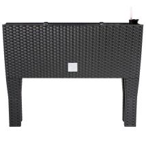 Markenartikel - Deuba Raised Flower Pot Planter Bed 30l 60x25x46cm Water Irrigation System Rattan Look Uv Resistant Trough Flower Box Planter With 