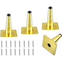 Thsinde - 4 Patas Doradas Para Muebles (10 Cm) De Hierro Cónico Para Armario, Mesa, Cama.