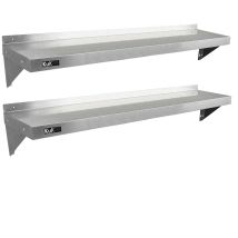Kukoo - 2 X Gastro Edelstahl Regal Wandregal Küchenregal Wandbord Gewürzregal 1500mm X 300mm