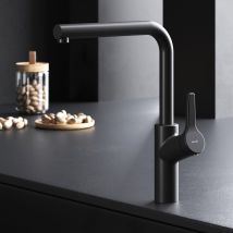 Am.pm Wasserhahn Küche Drehbar Küchenarmatur Edelstahl Spültischarmatur Hochdruck Armatur Mischbatterie Küche Matt Fxb05022 X-joy S, Schwarz Matt