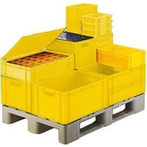 La-ka-pe - Transport-stapelkasten B600xt400xh270 Mm Gelb, Geschlossen Mit Griffloch
