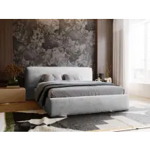 Graingold - Lit Rembourré Avec Rangement 140x200 Chenille Gris Clair Monza