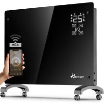 Tresko Elektroheizung Schwarz 2000w Inkl. Wifi & App Glaskonvektor Konvektor Wand Heizung Glas Heizkörper Bad