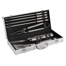 Cook'In Garden Grillkochkoffer – Grillzubehör-Set mit Zange, Gabel, Pfannenwender, 4 Spießchen – Edelstahl, Aluminium – 2 Jahre Garantie